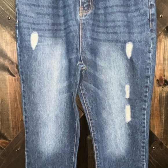 New Vintage Distressed Jeans 10 High Waist Ankle Fringe Hem Skinny Denim Medium - Picture 3 of 12